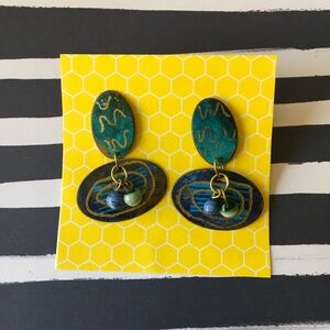 Vintage Two Pairs 90’s Resin Metal Earrings